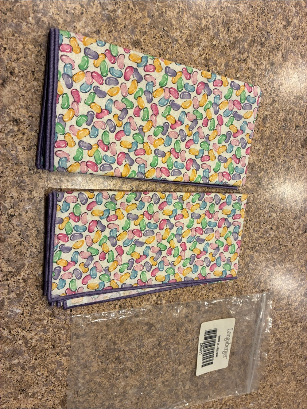 Longaberger Purple Jellybean Print Fabric Napkins - Set of 2 - Picture 16 of 17